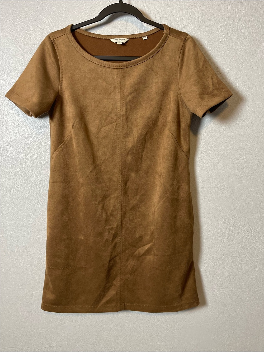 NWOT- Max Studio London Suede-Like Mini Dress in Brown